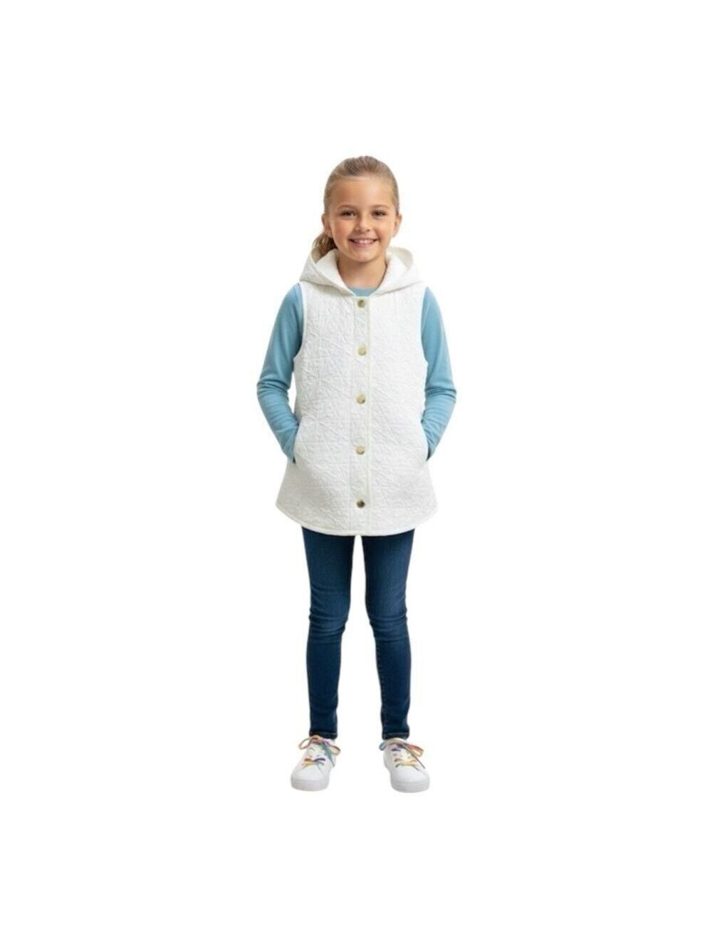 Cynthia Rowley Girl’s Size M 7/8 White Hooded Vest
